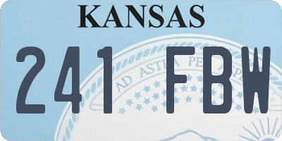 KS license plate 241FBW