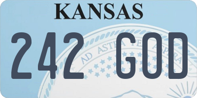 KS license plate 242GOD