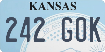 KS license plate 242GOK