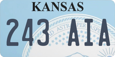 KS license plate 243AIA