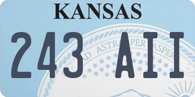 KS license plate 243AII