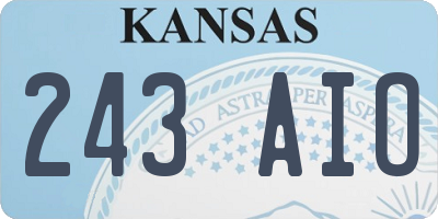 KS license plate 243AIO