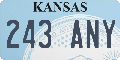 KS license plate 243ANY