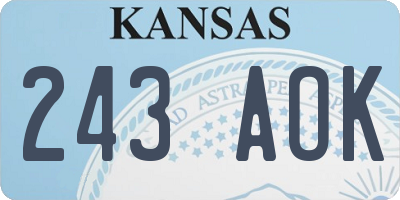 KS license plate 243AOK