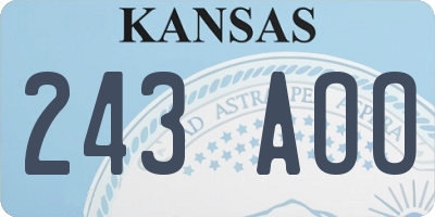 KS license plate 243AOO
