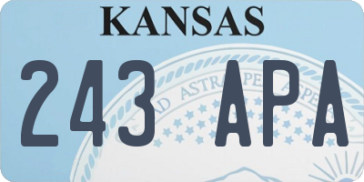 KS license plate 243APA