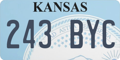 KS license plate 243BYC