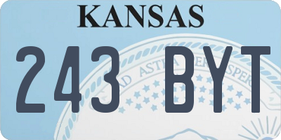 KS license plate 243BYT