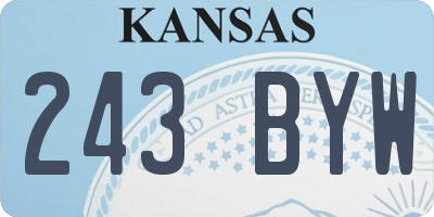 KS license plate 243BYW
