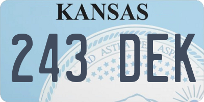 KS license plate 243DEK