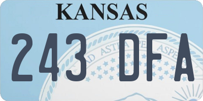 KS license plate 243DFA