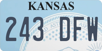 KS license plate 243DFW