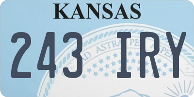 KS license plate 243IRY