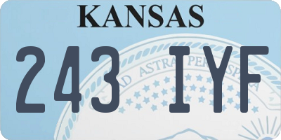 KS license plate 243IYF