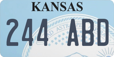 KS license plate 244ABD