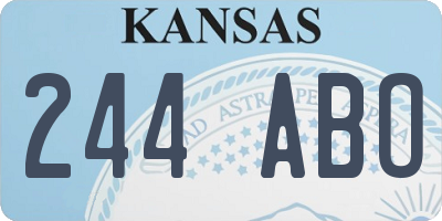 KS license plate 244ABO