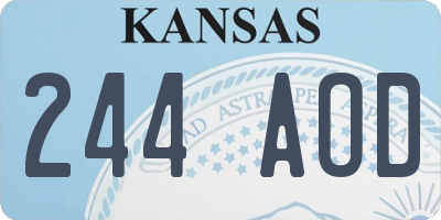 KS license plate 244AOD