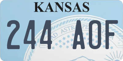 KS license plate 244AOF
