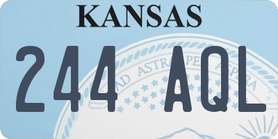 KS license plate 244AQL