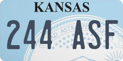 KS license plate 244ASF