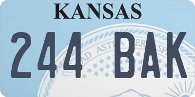 KS license plate 244BAK