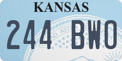 KS license plate 244BWO