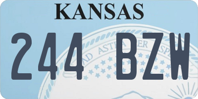 KS license plate 244BZW