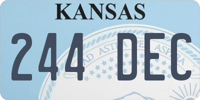 KS license plate 244DEC