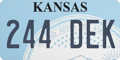 KS license plate 244DEK