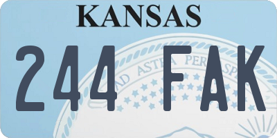 KS license plate 244FAK