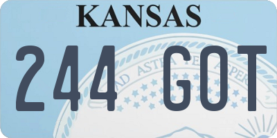 KS license plate 244GOT