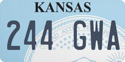 KS license plate 244GWA