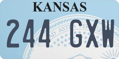 KS license plate 244GXW
