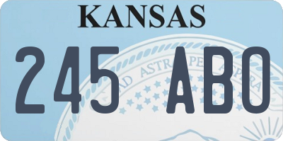 KS license plate 245ABO