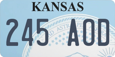 KS license plate 245AOD