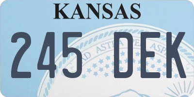 KS license plate 245DEK