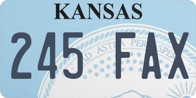 KS license plate 245FAX