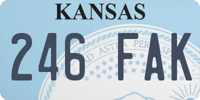 KS license plate 246FAK
