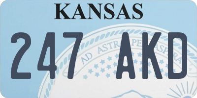 KS license plate 247AKD