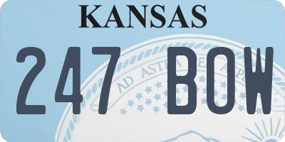 KS license plate 247BOW