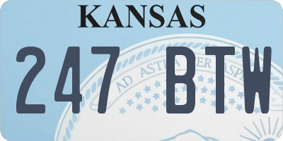 KS license plate 247BTW