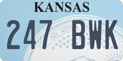 KS license plate 247BWK