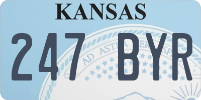KS license plate 247BYR