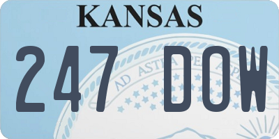 KS license plate 247DOW