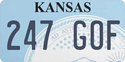KS license plate 247GOF