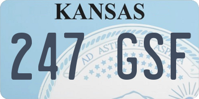 KS license plate 247GSF