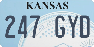 KS license plate 247GYD