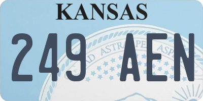 KS license plate 249AEN