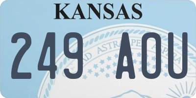 KS license plate 249AOU