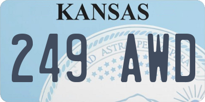 KS license plate 249AWD